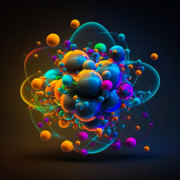 Atom with colorful spheres Generative AI