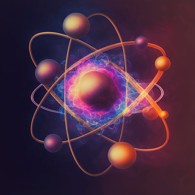 Foto illustrazione 3d atomica