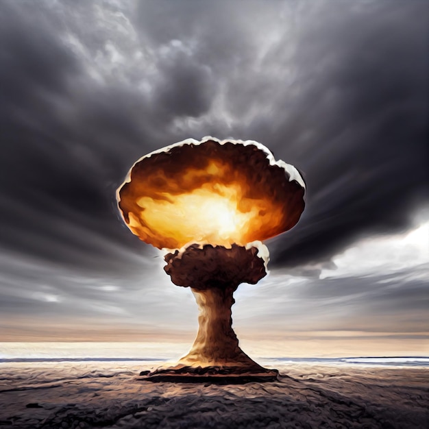 Atomic bomb. Explosion, world war. Apocalypse, Armageddon. Nuclear bomb, hydrogen bomb.