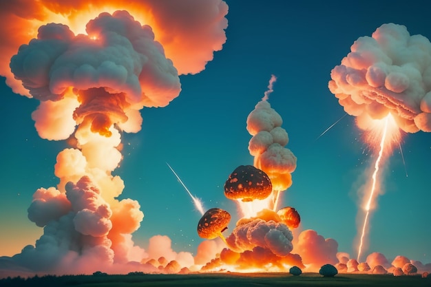 原爆、水爆、核爆弾の爆発、キノコ雲、衝撃波の壁紙の背景