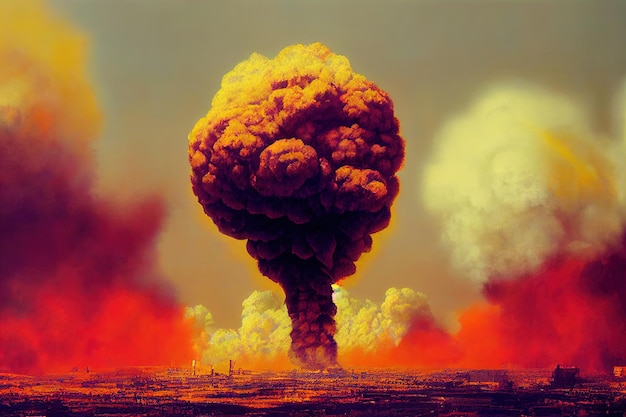 Atomic bomb symbol of war end of the world nuclear explosion\
catastrophe