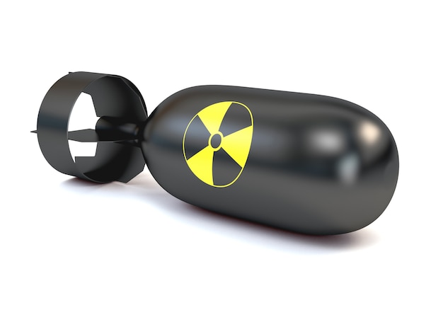 The atomic bomb with a round icon radiation, isolated on a white background. 