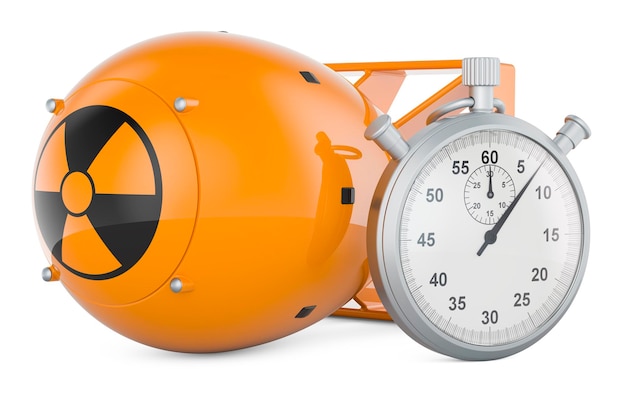 Atomic bomb with stopwatch 3D rendering