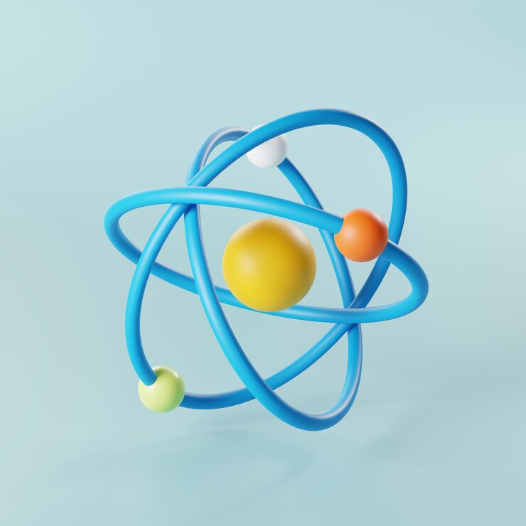 Photo atomic insight of atomic structure for scientific exploration education 3d render