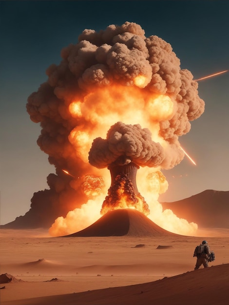 Atoombom zware explosie in de woestijn