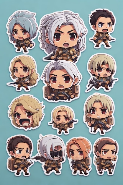 Photo attack on titan sticker icon set