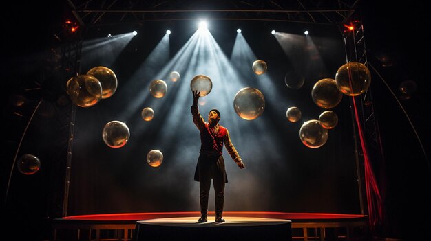 Photo attend a circus where performers manipulate aether to create illusions and defy the laws of physics