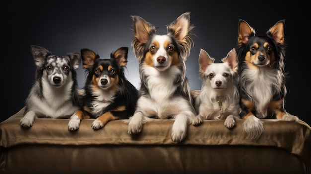 Attentive Dogs Sitting on Mattress AI Generated