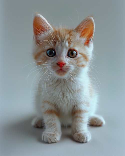 Attentive OrangeStriped cute Kitten on Soft Textured Surface