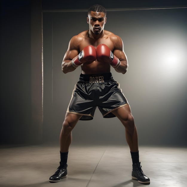 Attractive african american man boxer full body