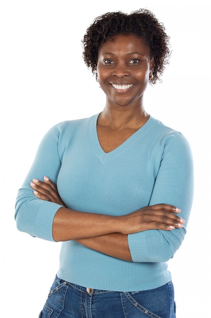 Photo attractive african woman a over white background