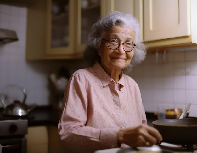 Photo attractive asian woman cooking at kitchen