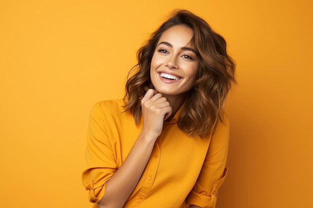 Attractive beautiful smiling woman portrait studio shot