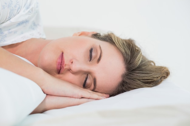 Attractive blonde woman sleeping