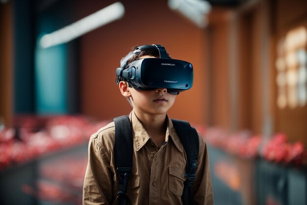 Attractive boy with vr glasses