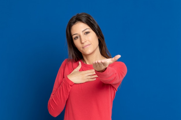 Attractive brunette girl in studio