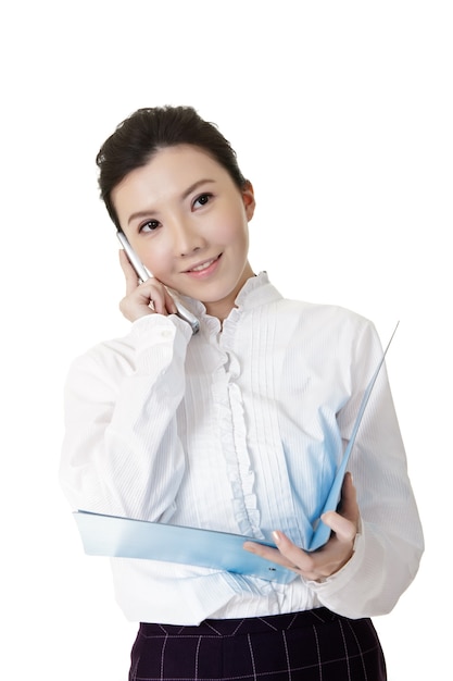 Attractive business woman of Asian using cellphone.