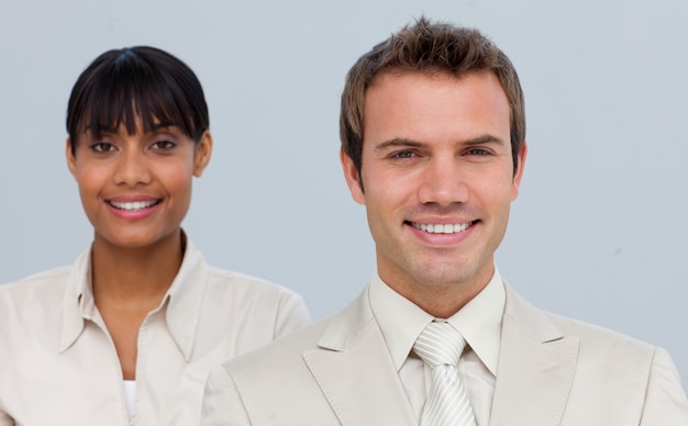 Attractive businessman with his colleague