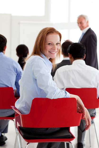 Attractive businesswoman smiling at the camera