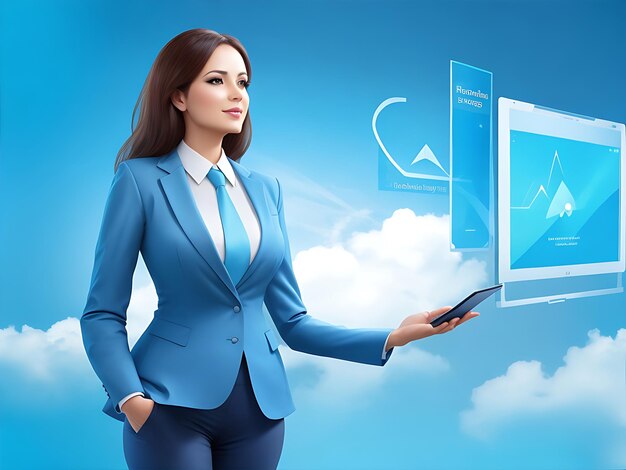 Attractive businesswoman touching a virtual screen 8k