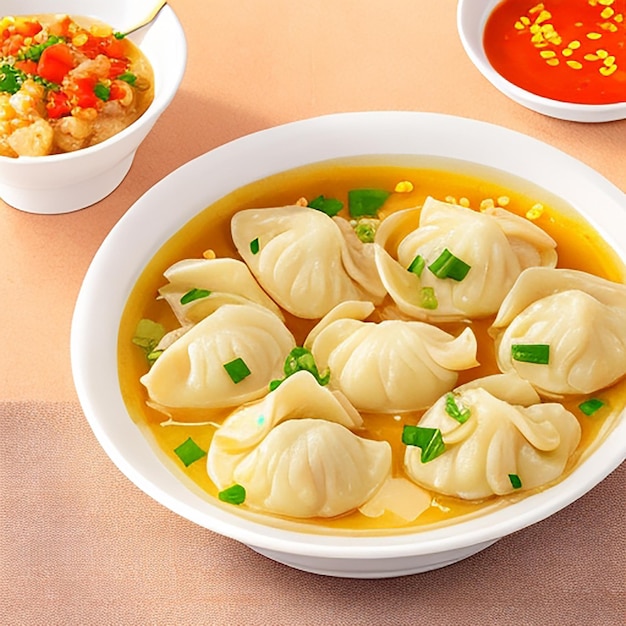 Attractive chicken momos on a plate