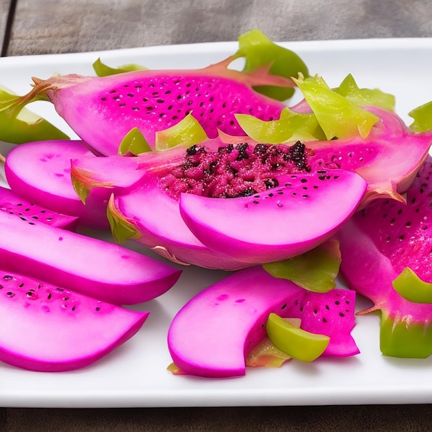 Attractive dragon fruit on a plate