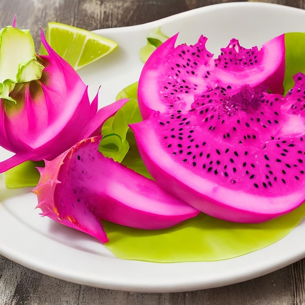 Attractive dragon fruit on a plate