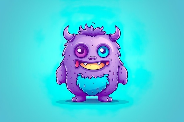 Photo attractive and fascinating image of cute monster generated by ai