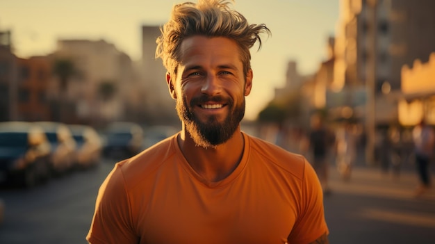 An attractive fit man doing some jogging