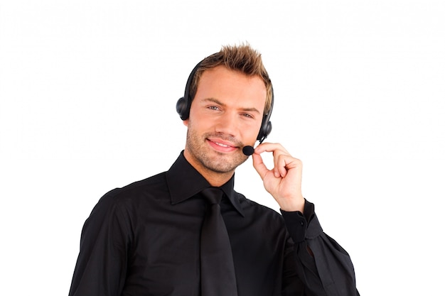 Attractive friendly customer service representative man