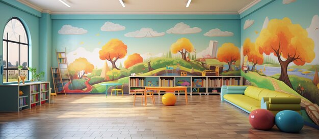 Photo attractive game room in a kindergarten