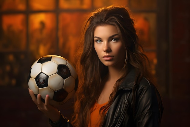 attractive girl as soccer fan