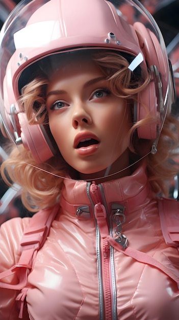 An attractive girl in an astronaut's helmet and space suit ai portrait