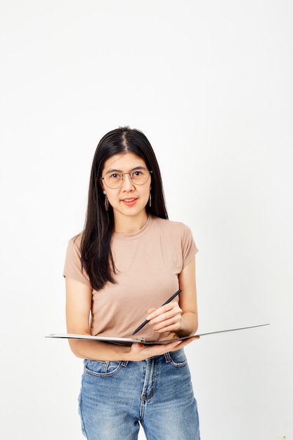 Attractive girl with document paper folder