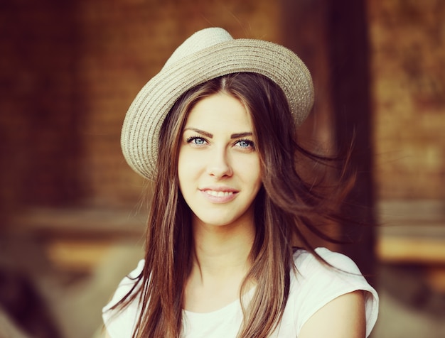 Attractive girl with a hat