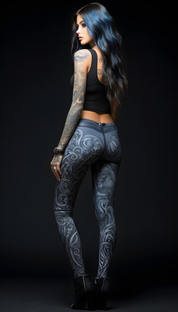 Attractive gothic woman with tatoos on all body