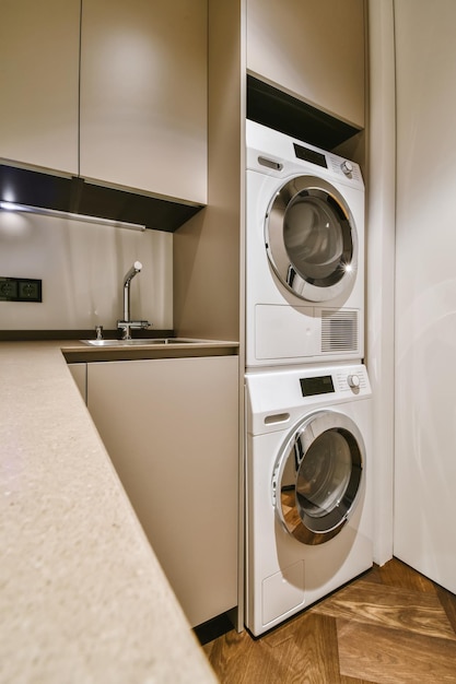 Attractive laundry room with washing machine
