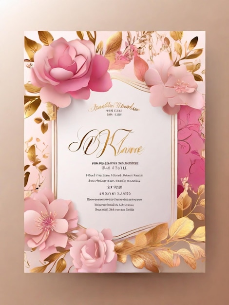 Фото Привлекательный роскошный шаблон приглашения на свадьбу с цветочным рисунком