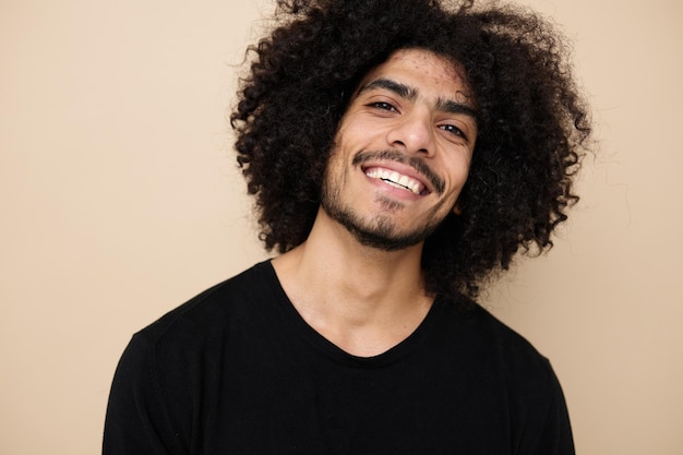 Attractive man in a black sweater hand gesture Lifestyle unaltered