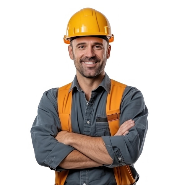 Attractive man in construction helmet