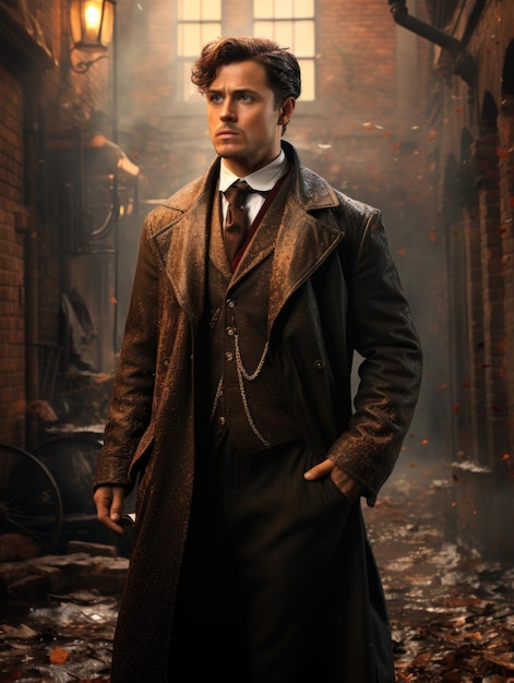 Foto uomo attraente in abito che cammina per la città stile raffinato equilibrio gentiluomo sicuro uomo urbano elegante in impermeabile giacca