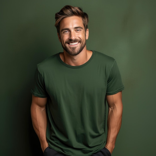 Attractive man wearing empty blank tshirt for mockup