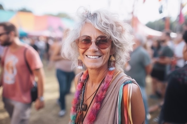 Attractive mature woman at the festival