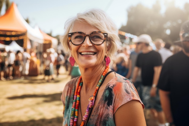 Attractive mature woman at the festival