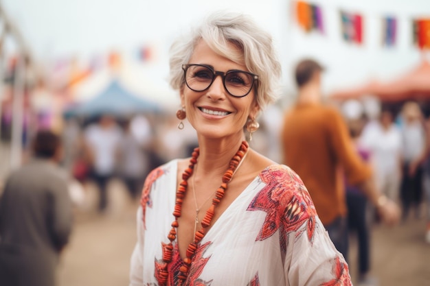 attractive mature woman at the festival