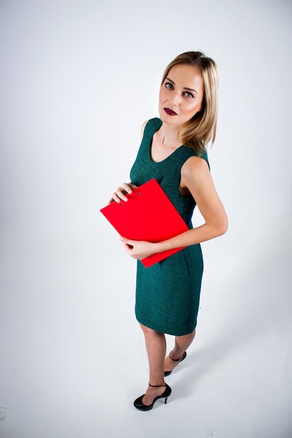 Attractive modern young Business woman with clipboard.