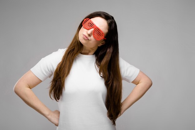 Attractive overweight woman in sunglasses