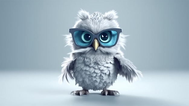 An attractive owl in a cartoon style wearing Ai Generative