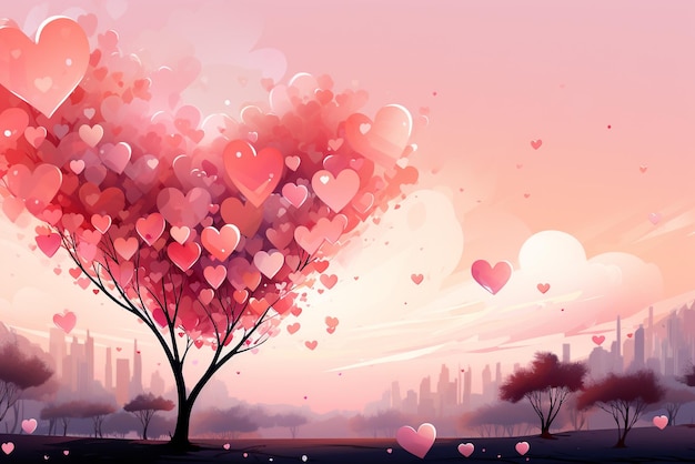 Attractive pink heart background