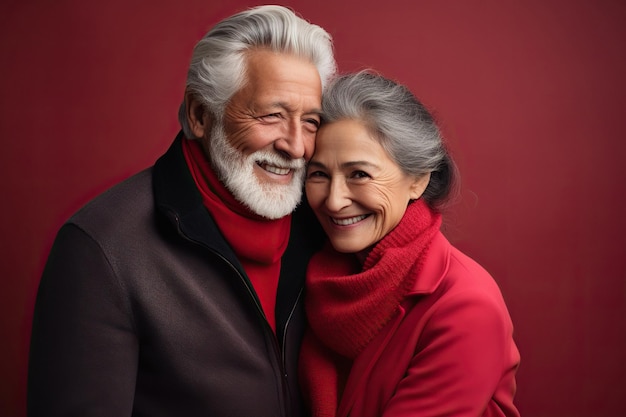 Attractive senior couple love each other and celebrate st valentines day